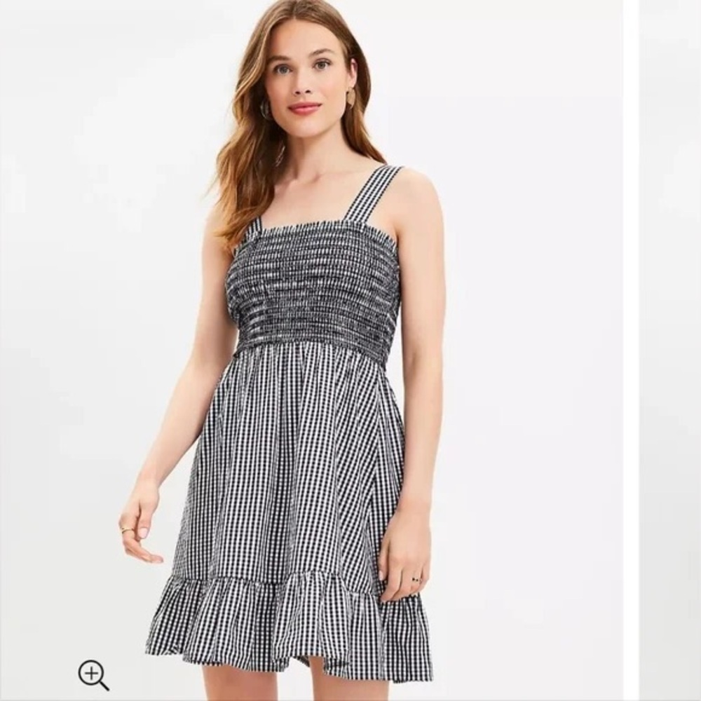 LOFT Black and‎ White Gingham Dress